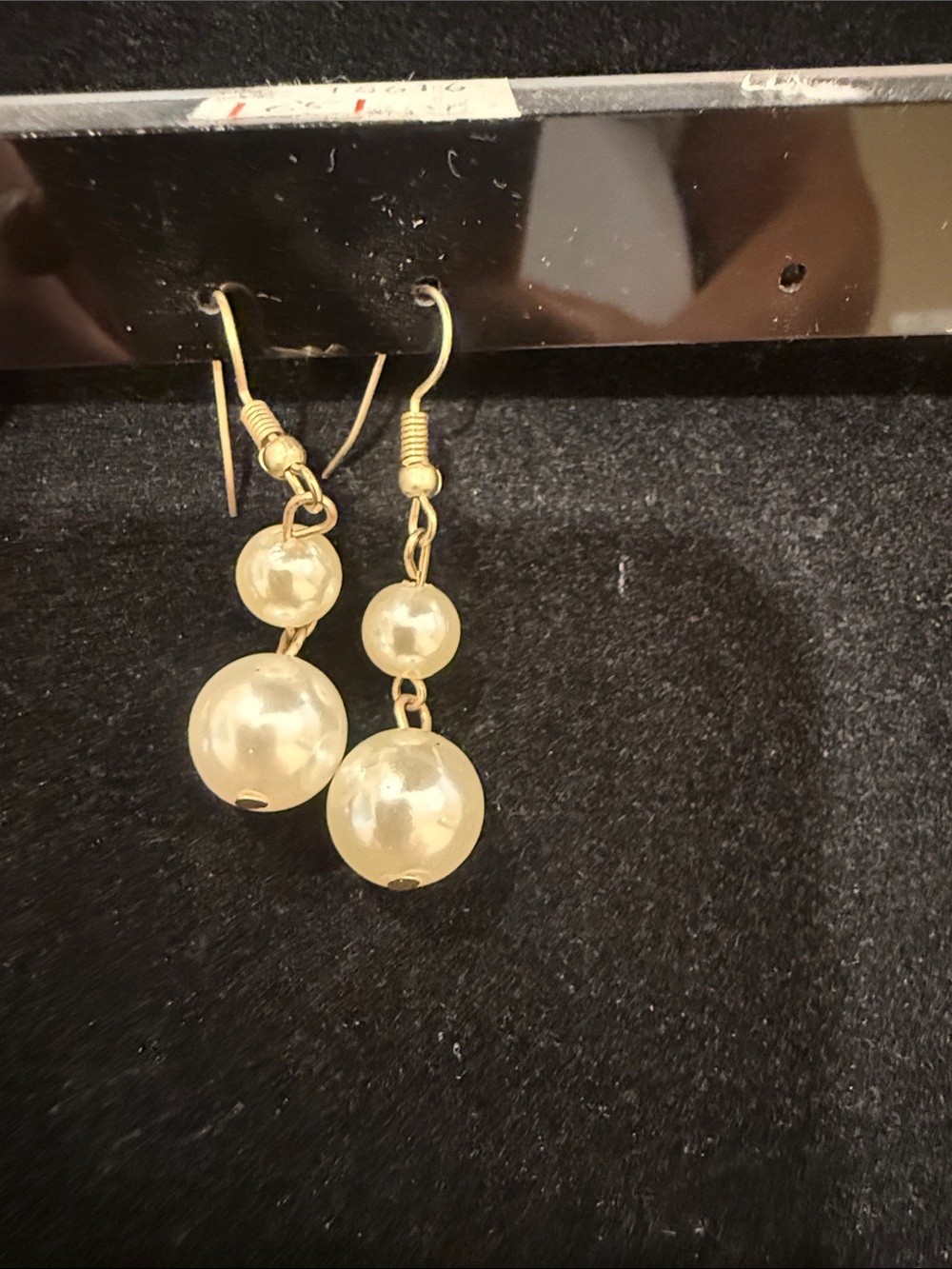 Gold Double Pearl Drop Earrings
